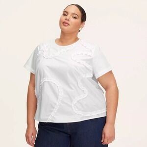 Kate Spade Target 2X Ribbon Short Sleeve White Blouse Shirt 2XL Plus Extra Large